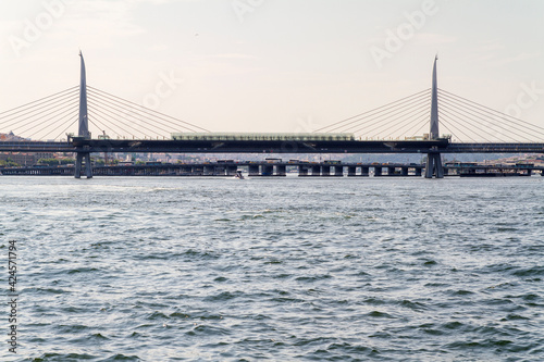 Puente de Ataturk en el estrecho del Bosforo, en la ciudad de Estambul, en el pais de Turquia photo