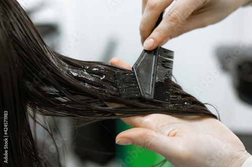 Canvas-taulu applying hair care products in a beauty salon