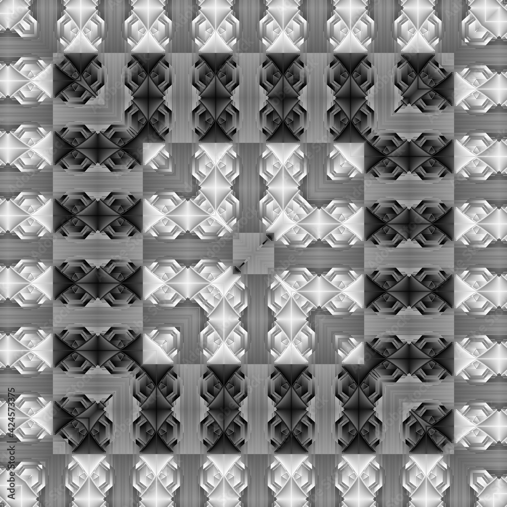 Fototapeta premium monochrome futuristic square format designs and patterns on a black and white background