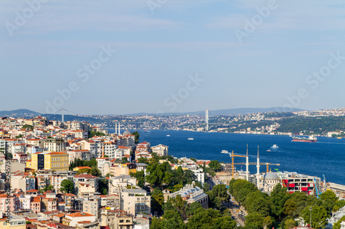 Panoramica, Panoramic, Vista o View de la ciudad de Estambul o Istanbul del pais de Turquia o Turkey desde la Torre o Tower Galata photo