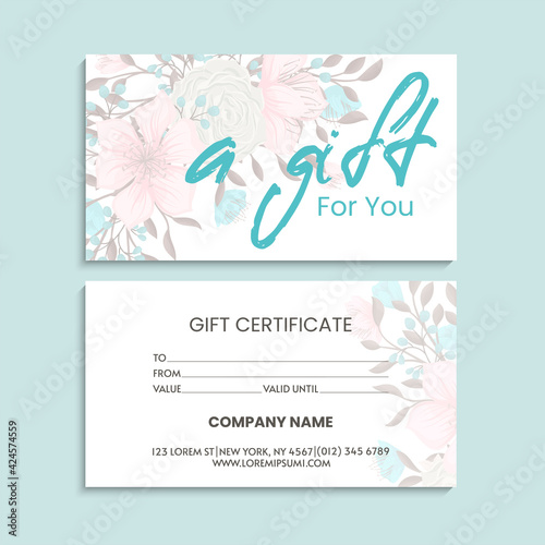 Set of colorful gift cards template. Modern style vector illustration of flowers for saloon, gallery, spa, shop. Gift voucher