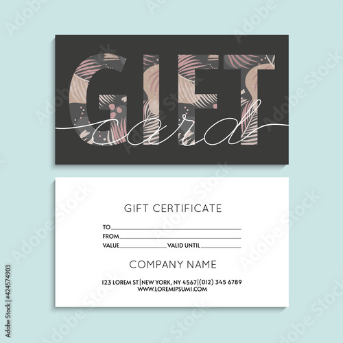 Set of colorful gift cards template. Modern style vector illustration of flowers for saloon, gallery, spa, shop. Gift voucher