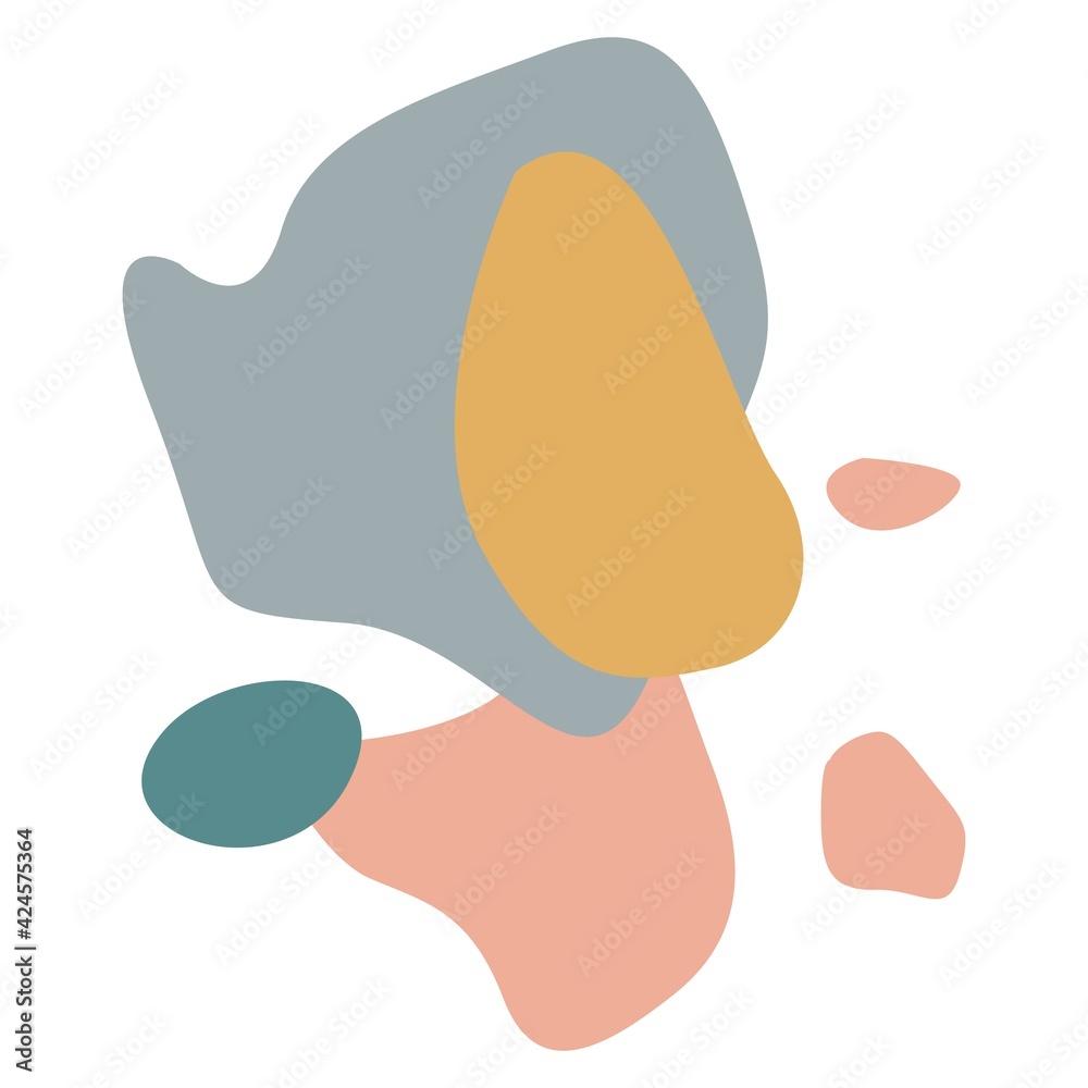 Trendy abstract shapes. Abstraction stones, abstract posters. Minimalism print, shape, oval, ellipse, boho decor. Balance stones. A simple poster with shapeless spots. Vector illustration.