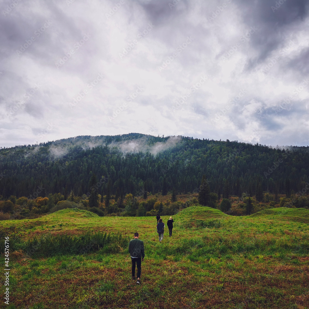 hiking in the mountains