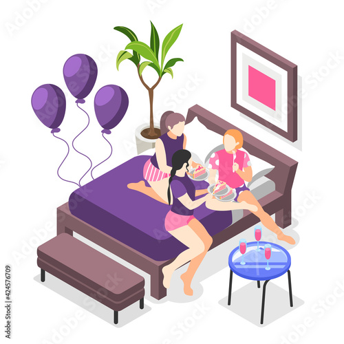 Pajama Party Isometric Background