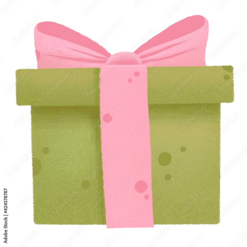 Wrapped present flat vector illustration. Gift box decorated with ribbons isolated on white background. Wrapped festive birthday package . Traditional holiday celebration symbol. Wrapped present flat vector illustration. Gift box decorated with ribbons isolated on white background. Wrapped festive birthday package . Traditional holiday celebration symbol.