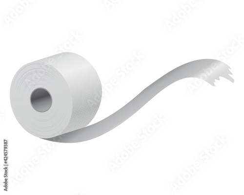 Realistic toilet paper or kitchen towel roll template mockup. Sanitary absorbent paper, rolled around a cardboard cylinder. Kitchen wc whute tape paper
