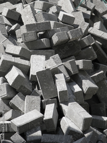Gray solid concrete construction building bricks-Paving bricks close up