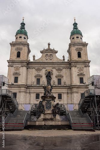 SALZBURG, AUSTRIA, 2 AUGUST 2020: Facade of Salzburg Cathedral © Stefano Zaccaria