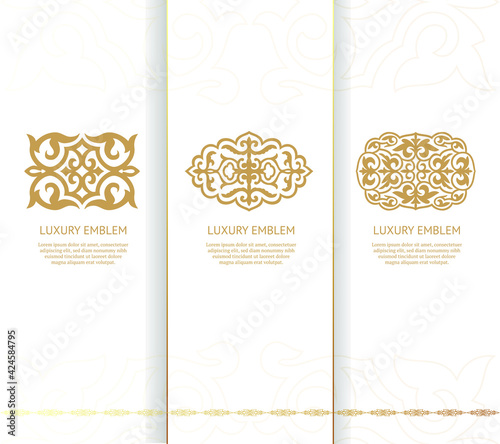Vector emblem. Elegant  classic elements. Can be used for jewelry  beauty and fashion industry. Great for logo  monogram  invitation  flyer  menu  brochure  postcard  background  or any desired idea.