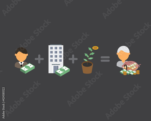 employees provident fund and contribution to invest for retirement vector