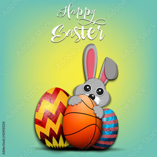 Easter Rabbit with egg shaped basketball ball