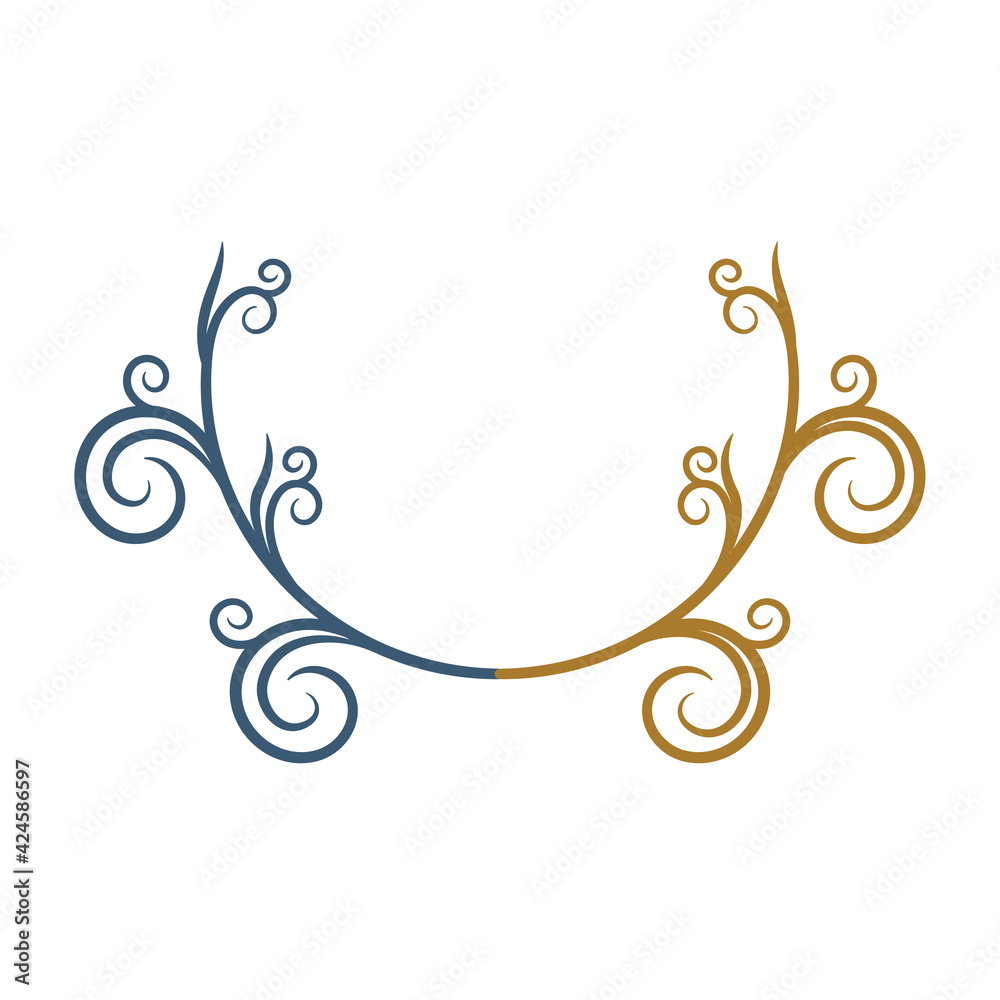 Floral wreath and design elements. Hand drawn decorative outline and golden graphics. Part of set. Floral wreath and design elements. Hand drawn decorative outline and golden graphics. Part of set.