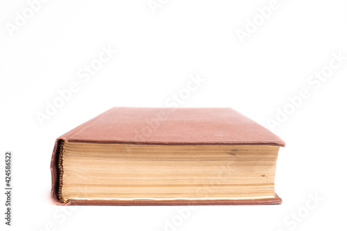 One old vintage book isolated on white background