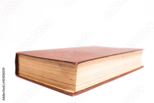 One old vintage book isolated on white background