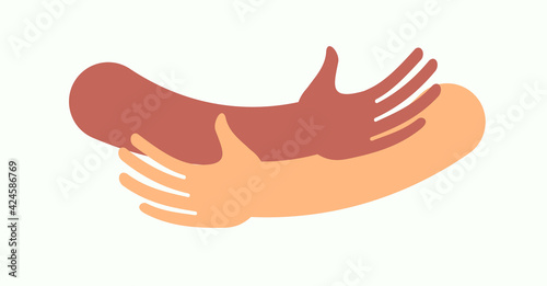 Murais de parede Human hugs hugging hands support and love symbol hugged arms girth silhouette un