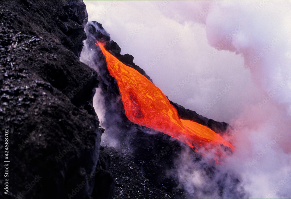 Coulées de lave du volcan Kilauea à Hawaii