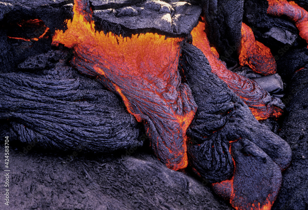 Coulées de lave du volcan Kilauea à Hawaii