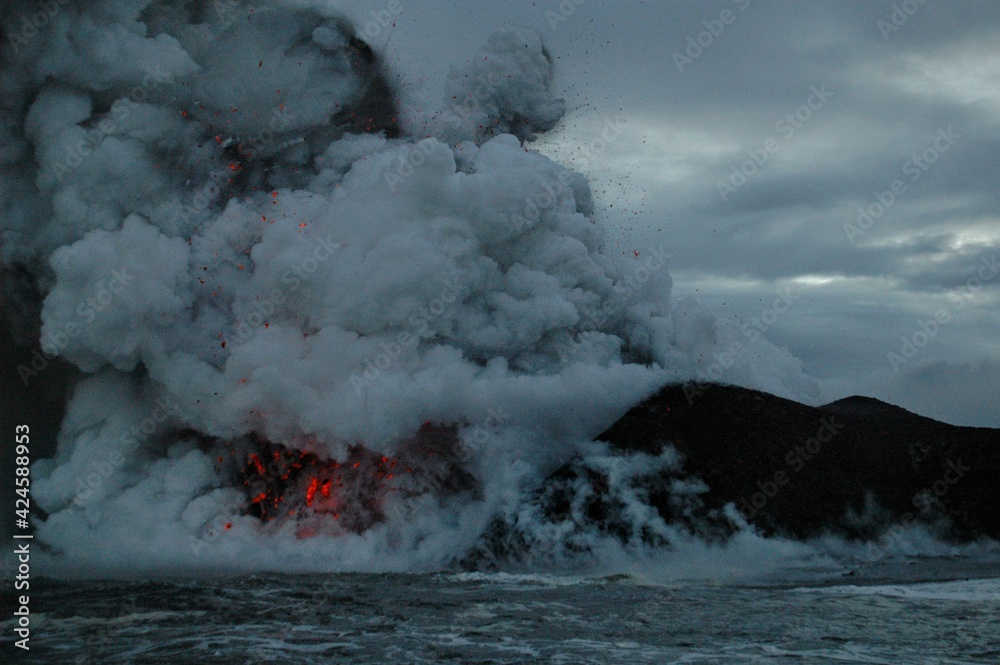 Coulées de lave du volcan Kilauea à Hawaii