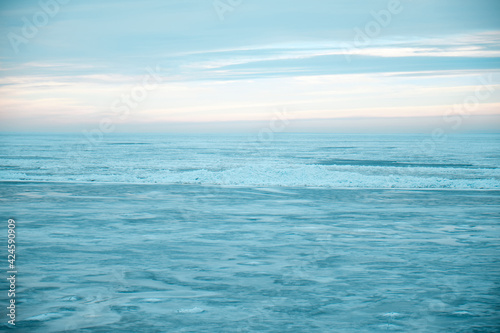 the texture of blue frozen ice in the ocean © madnessbrains