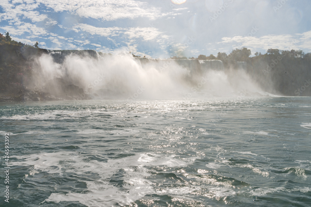 American Falls, a part of Niagara Falls, from the opposite river shore