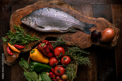 fresh vegetables on wooden table