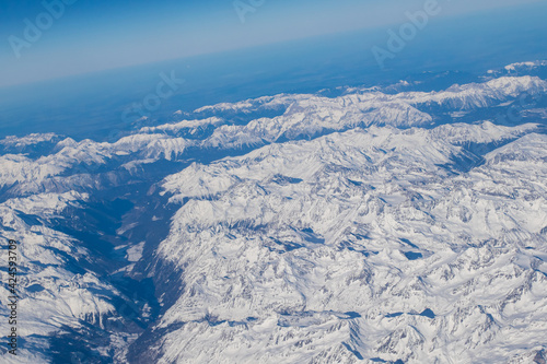 aerial image of snow covered mountains