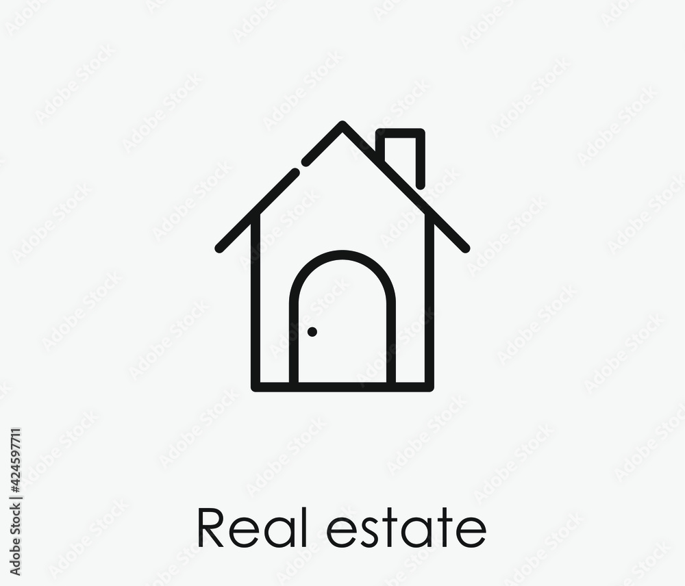 Real estate vector icon. Editable stroke. Linear style sign for use on web design and mobile apps, logo. Symbol illustration. Pixel vector graphics - Vector Real estate vector icon. Editable stroke. Linear style sign for use on web design and mobile apps, logo. Symbol illustration. Pixel vector graphics - Vector