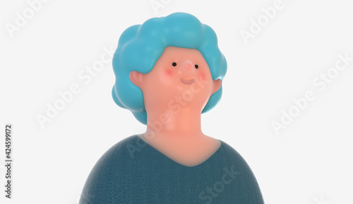 3D Bright people portrait - young woman, render