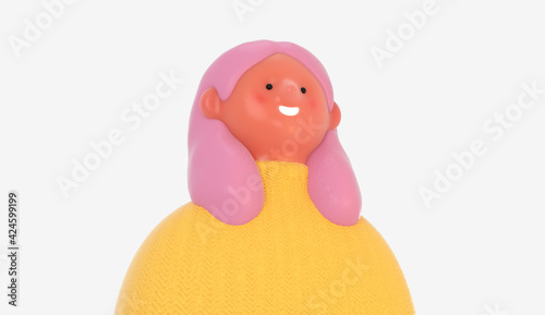 3D Bright people portrait - young woman, render