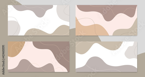 Set of trendy cover banner style. Modern organic wavy shapes and lines composition background for copy space design and page layout design other.