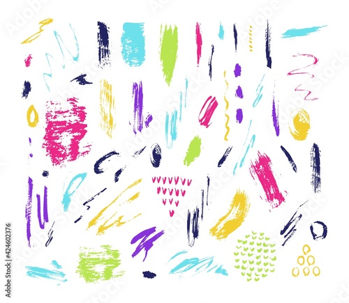 Texture shape element, colorful strike design set, isolated on white vector i...