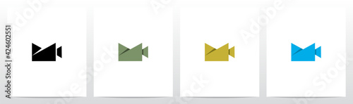  Folded Shape Camera Formed Letter Logo Design M