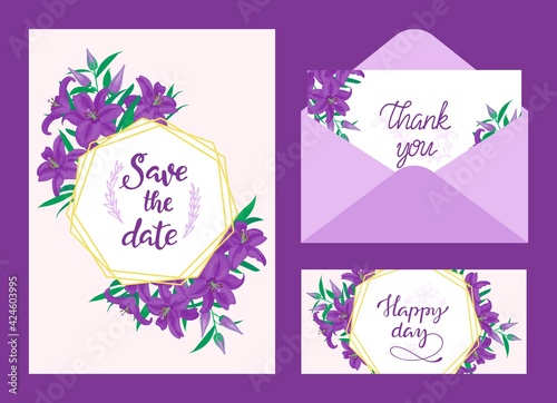 Wedding invitation design, elegant card for celebration greeting, vector illu...