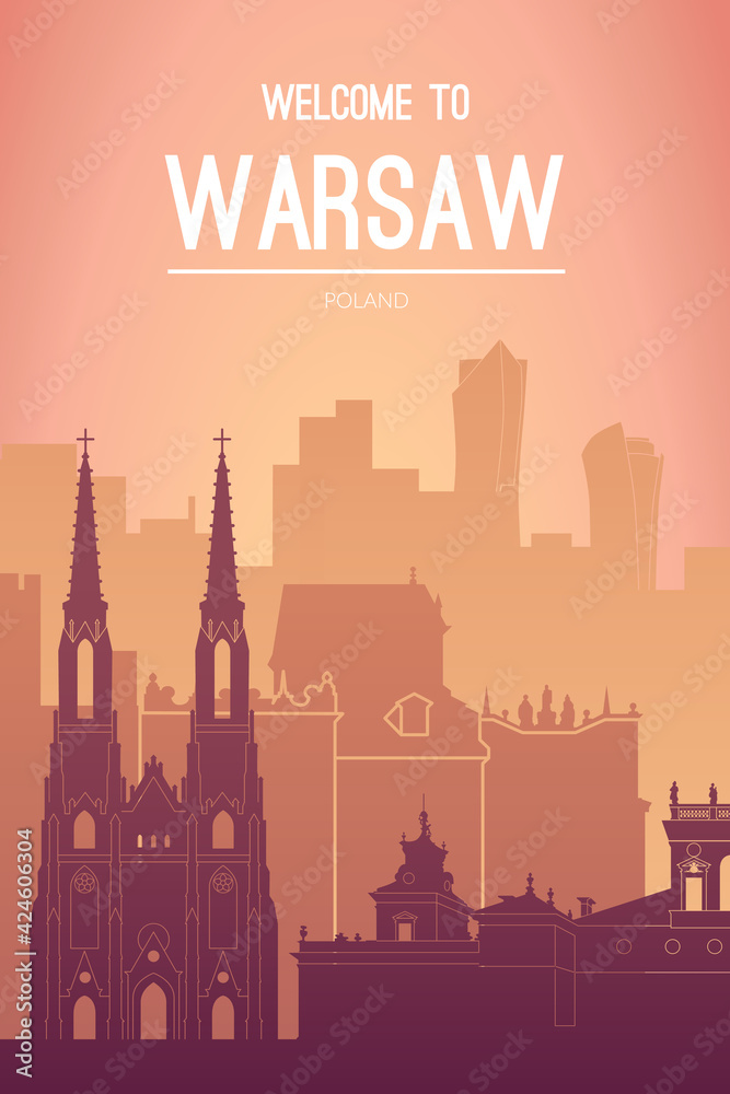 Warsaw, Poland famous city scape view.