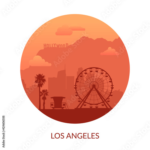 Los Angeles, USA famous city scape background.