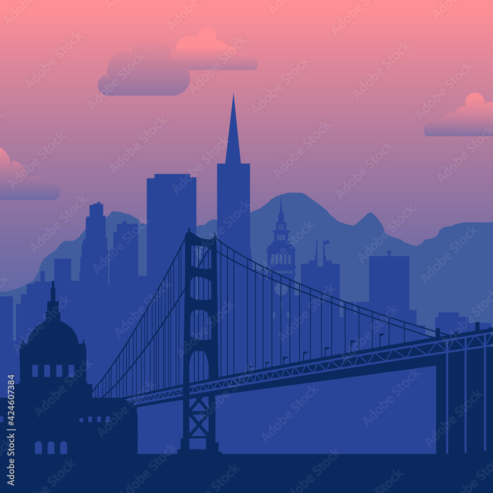 Fototapeta premium San Francisco, USA famous city scape background.
