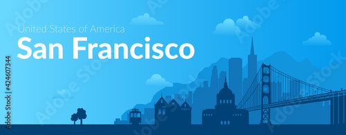 San Francisco, USA famous city scape background.