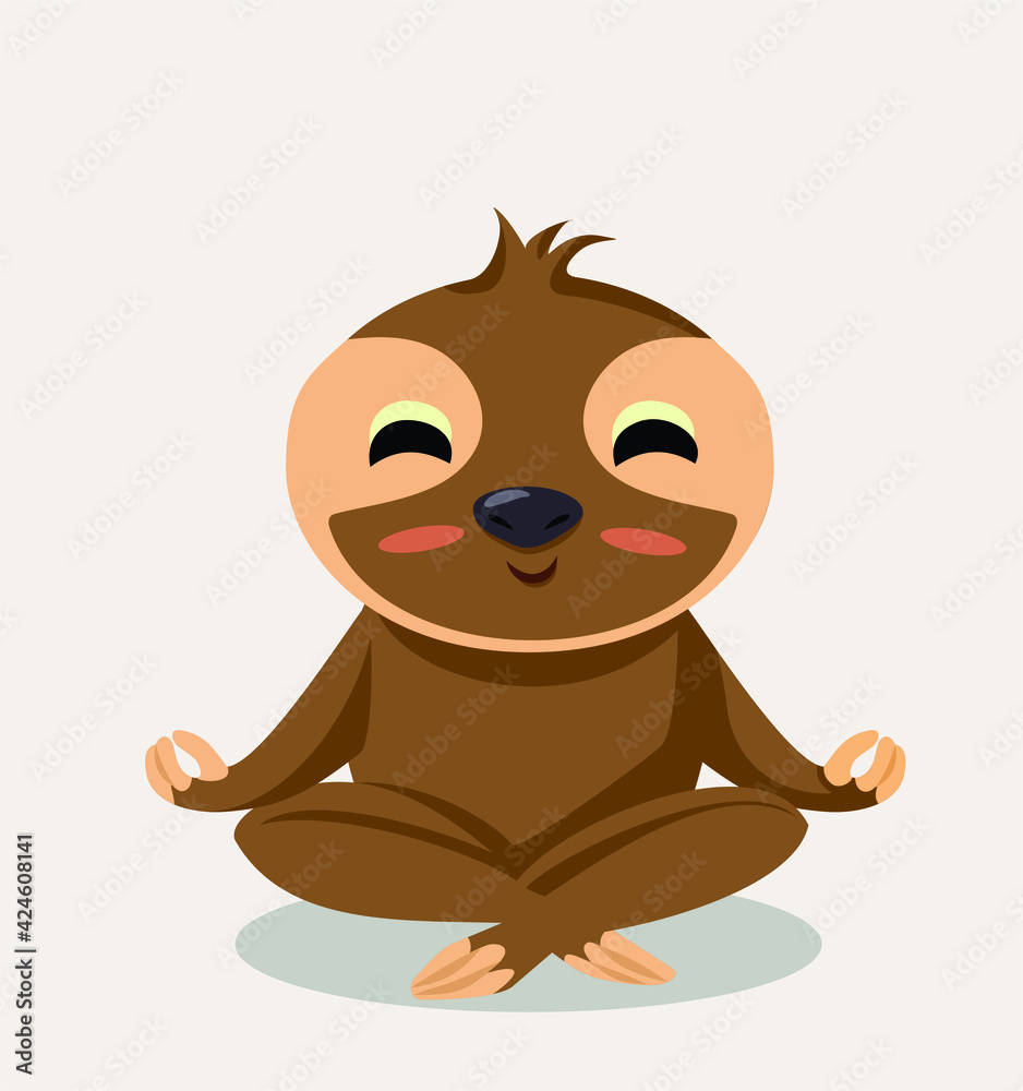 Fototapeta premium Vector Sloth Meditating in Yoga Pose