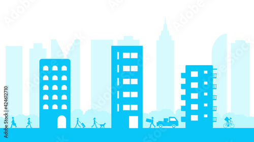 Real estate banner designs. Advertisement for sale and rent. Urban background.
