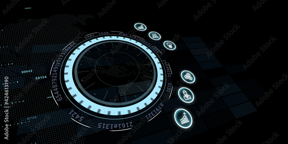 Business, technology, internet and virtual reality concept - button on virtual screen. 3D illustration. Business, technology, internet and virtual reality concept - button on virtual screen. 3D illustration.