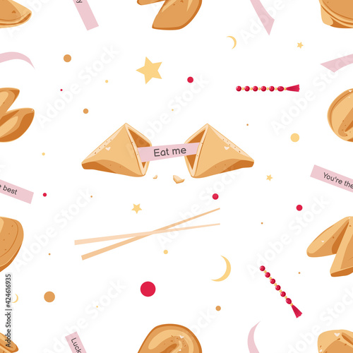 Seamless Cookie Pattern with predictions and beads
