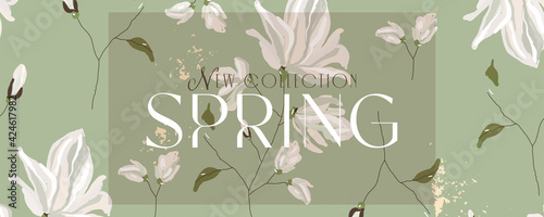 floral spring social media banner