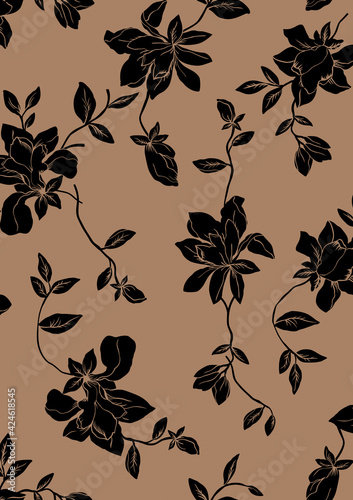 Seamless flowers texture pattern, floral effect print.