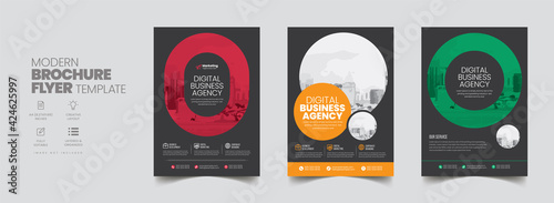 Flyer brochure cover design layout background, Corporate Business poster pamphlet blue red green colors scheme template in A4 size