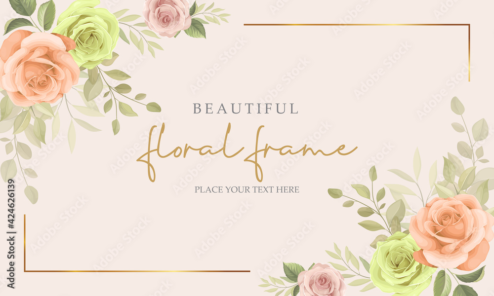 Beautiful floral frame with colorful roses design