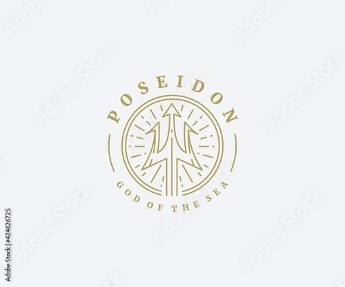 Trident vintage logo icon vector illustration