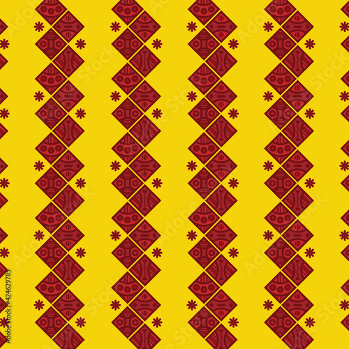 Seamless pattern native tribal red and yellow concept abstract vector