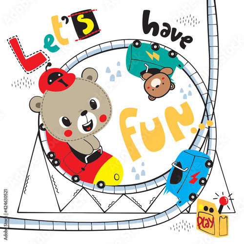 cute teddy bear cartoon riding on