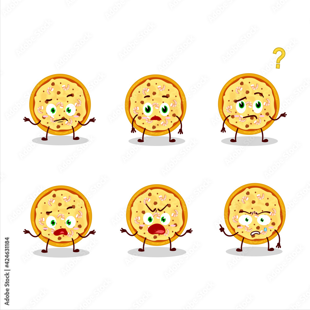 Cartoon character of marinara pizza with what expression